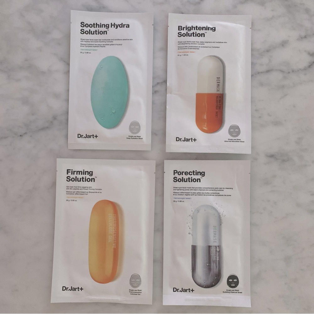 Dr Jart x4 face masks hydrating, firming, pore and brightening